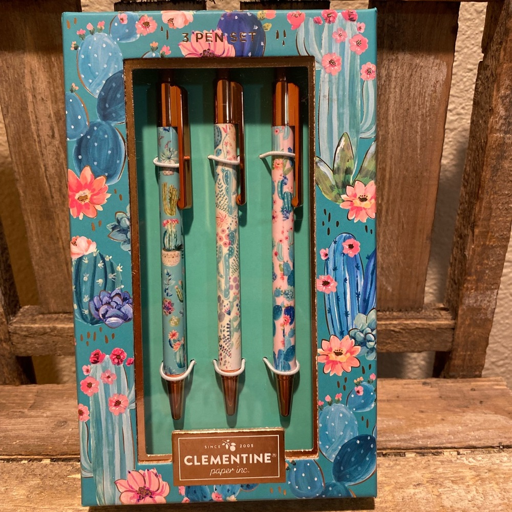 Cactus Pen Set Of 3 By Clementine Paper Inc., Cactus Pens, Succulent Pens